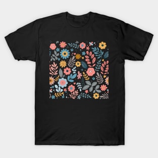 Flowers and leaves simple pattern T-Shirt